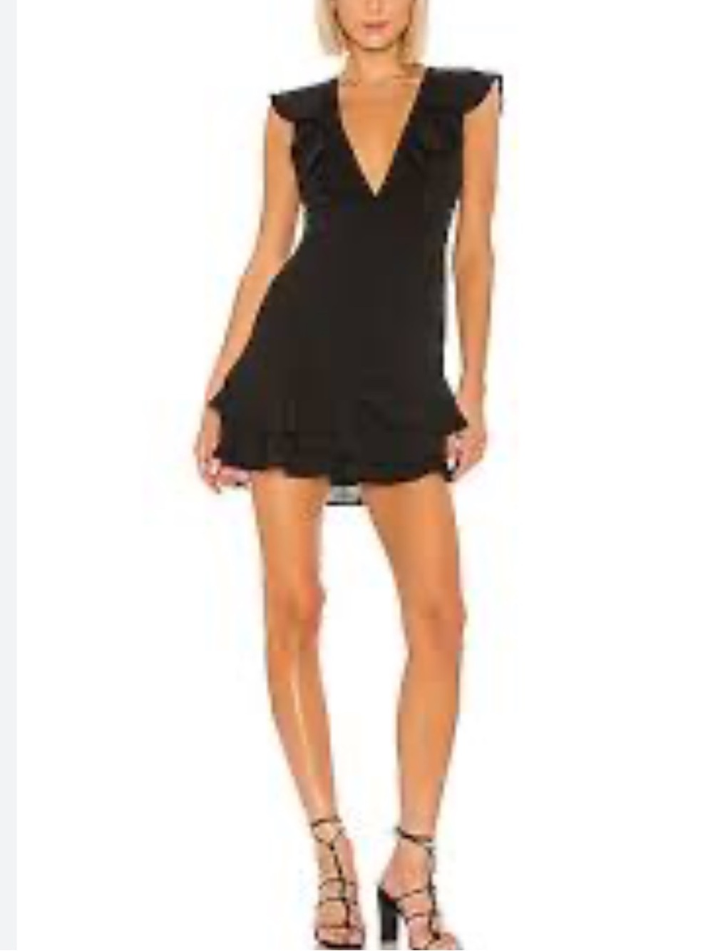 Privacy Please Black V-Neck Ruffle Woman's Mini Dress